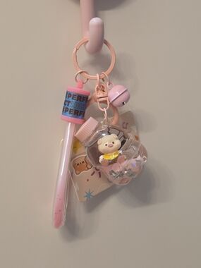 Pink Cute Bear Bottle Keychain Toy for Kids